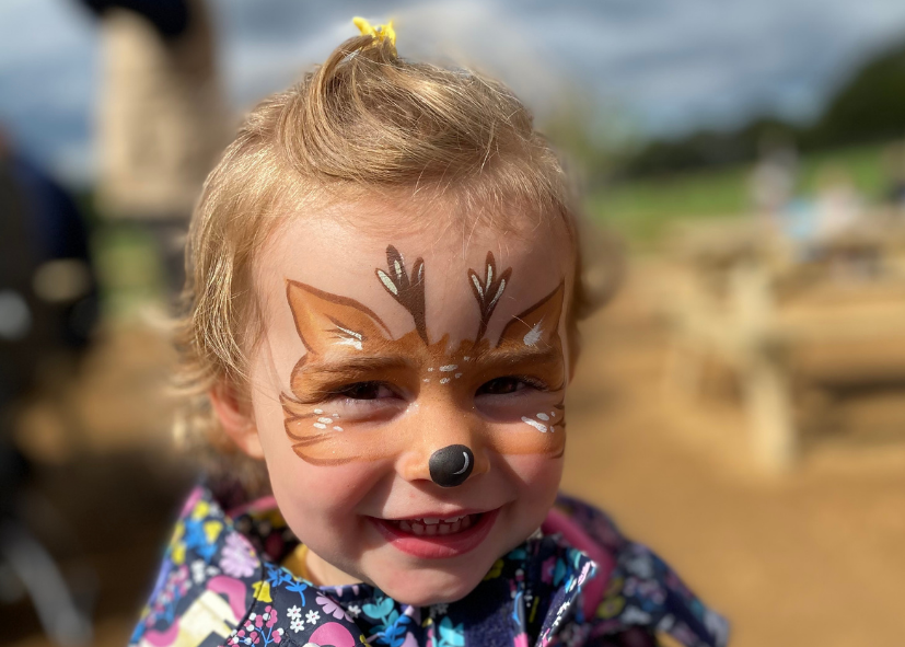 Little girl with face painted